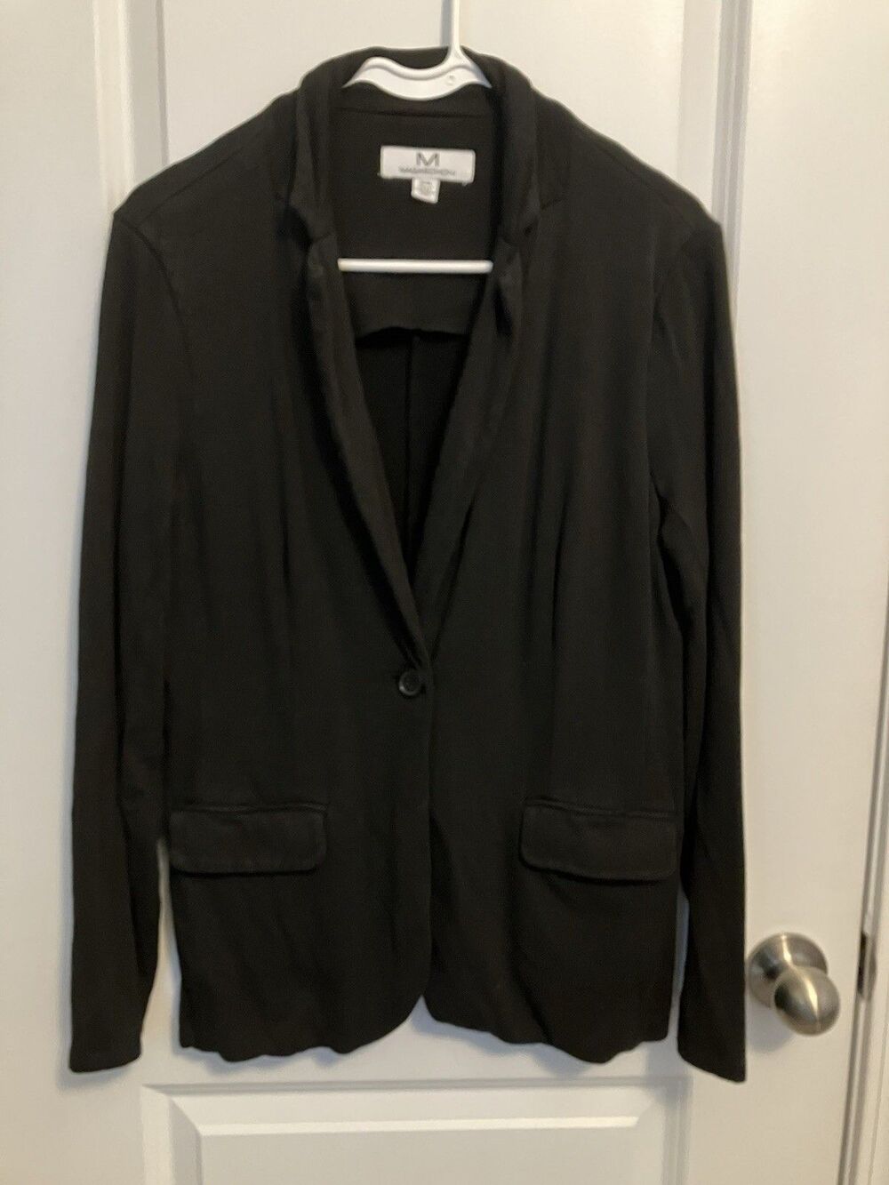 Magaschoni Jacket Women's Medium Black Classic Stretch Knit Blazer